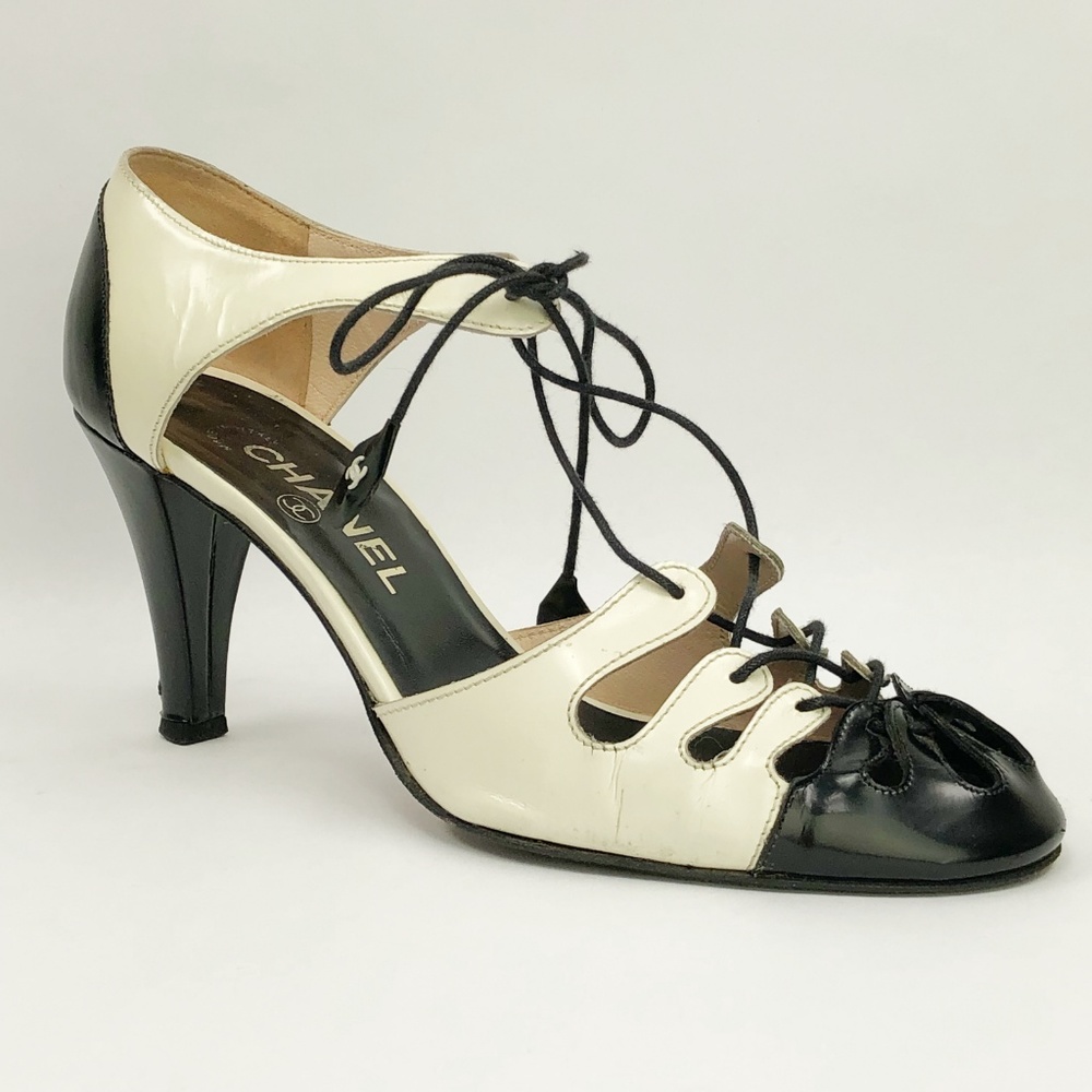 SOLD Chanel Caged Spectator Ankle Wrap Shoes Pump - Picture 4 of 8